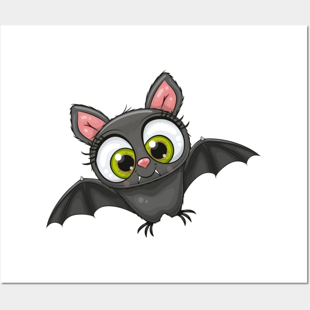 Cute bat with cute green eyes Wall Art by Reginast777